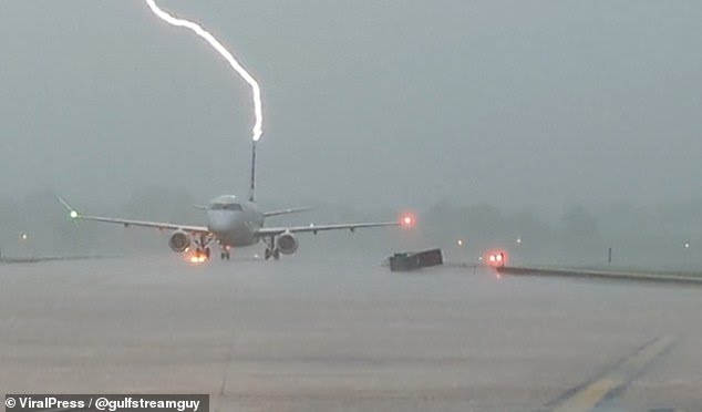 Moment Lightening Bolt Strikes Plane Full Of Passengers