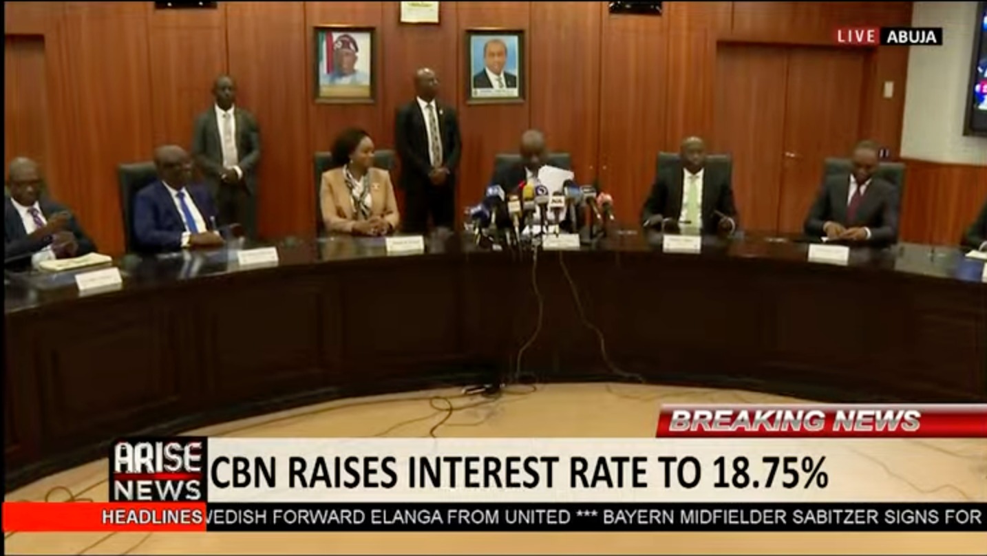 CBN Raises Interest Rate To 18.75%