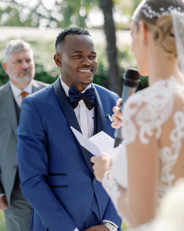 Photos as Ex Super Eagles striker Obinna Nsofor marries his Serbian partner