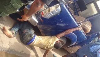 Moment Police Vehicle Runs Over Handcuffed Man In Edo (Photo)