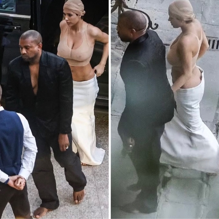 Kanye West & Wife Bianca Walk Barefooted In Italy