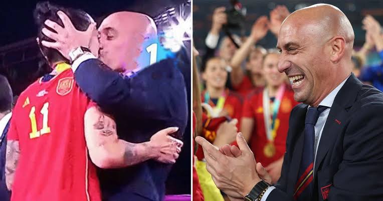 FA President Kisses Spanish striker, Jenni Hermoso