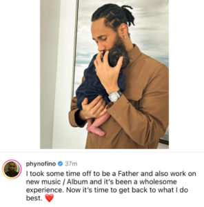 Phyno welcomes his new baby