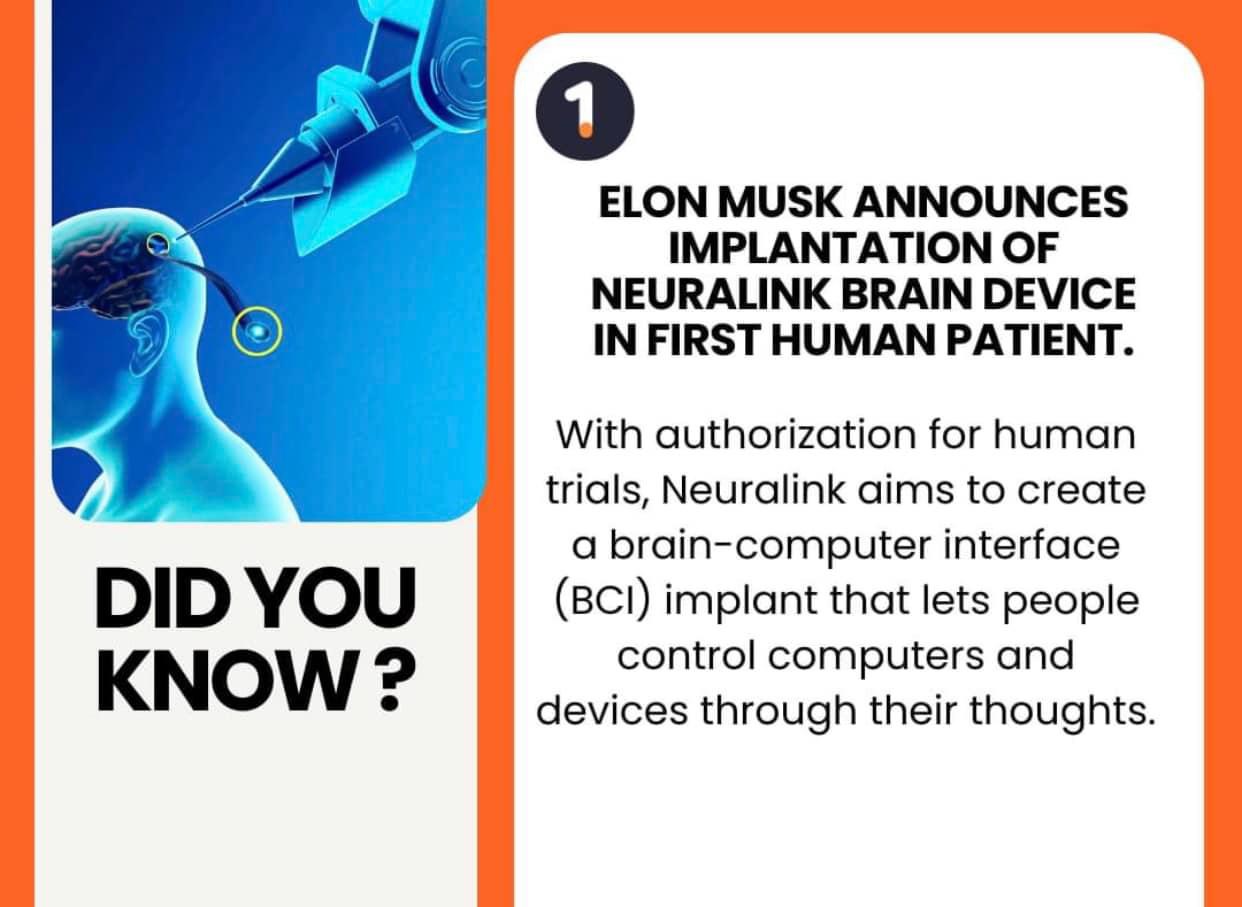 Elon Musk announces implantation of Neuralink brain device in first human patient