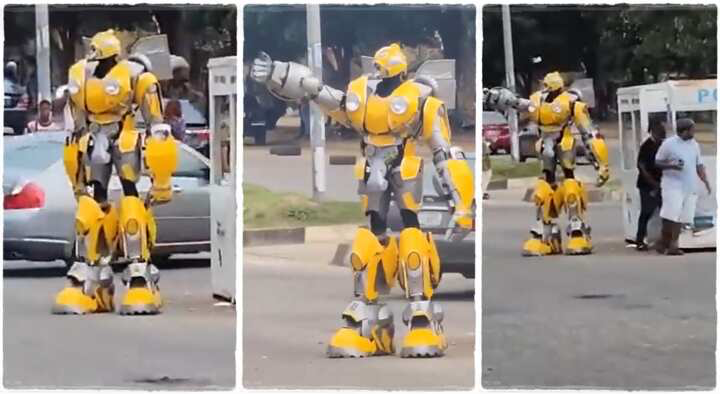 Moment VIO Uses Robot To Control Traffic In Abuja (Video)