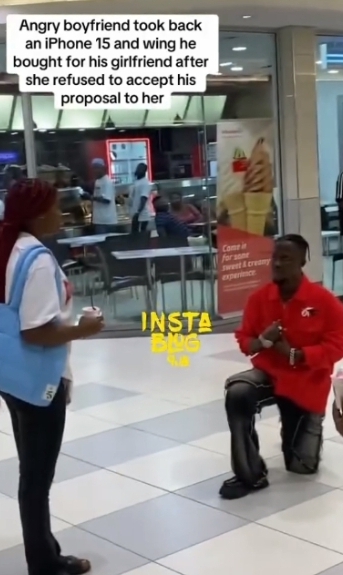 Watch Video of how a Man Collect Back Iphone & Wig He Bought For Lady After She Rejected His Proposal