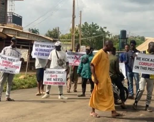 Protest: Tension in Ido-Osun as Rain Destroys Newly Tarred Road in One Day by Governor Ademola